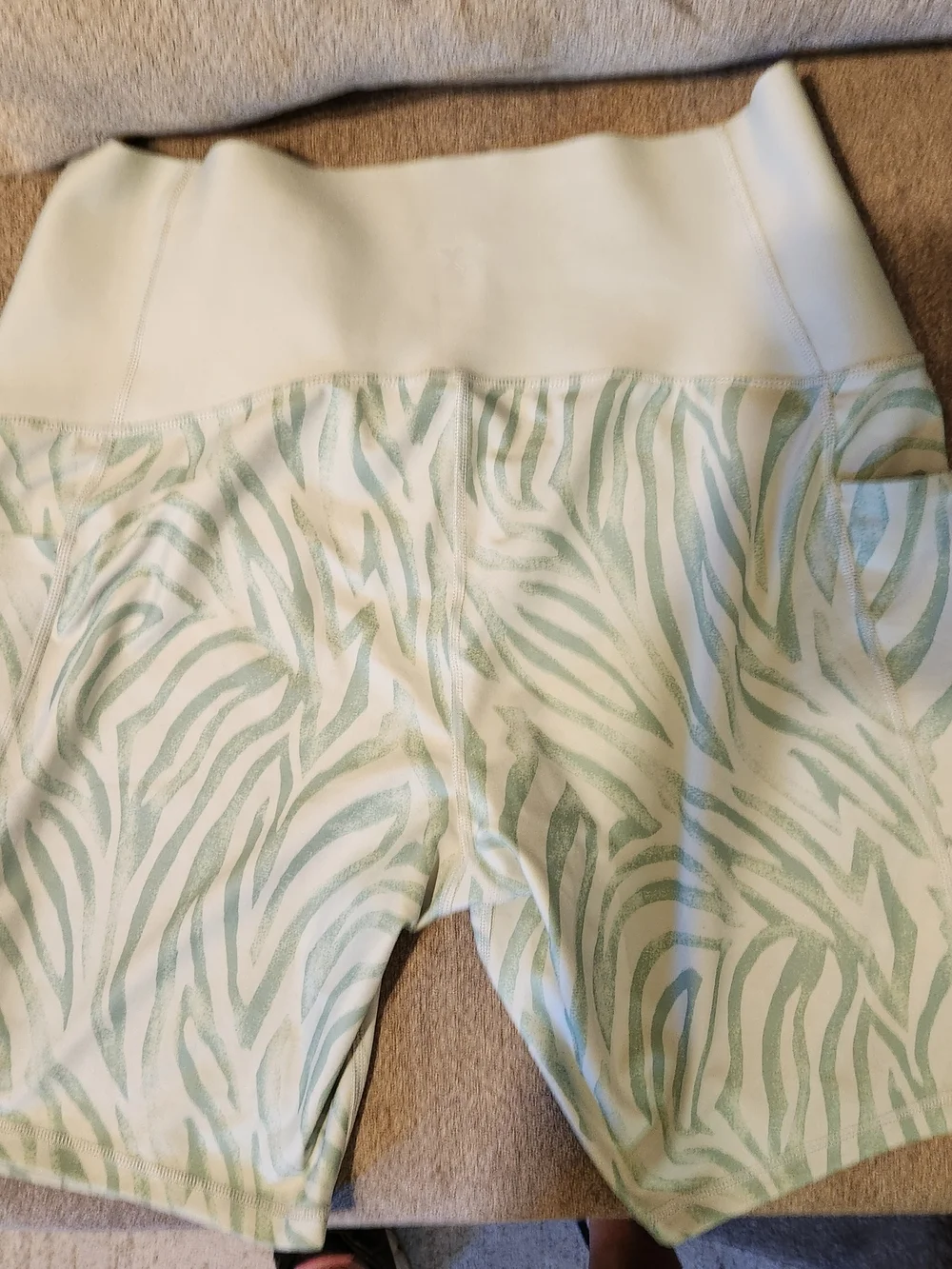 Xersion Women's Mint Green Zebra-Print High-Rise Bike Shorts